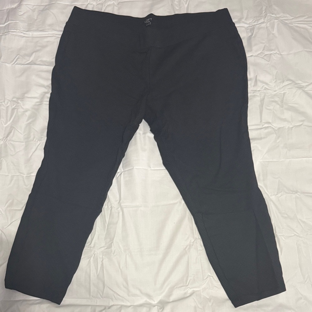 LOFT Black Checkered Ponte Ankle Pants